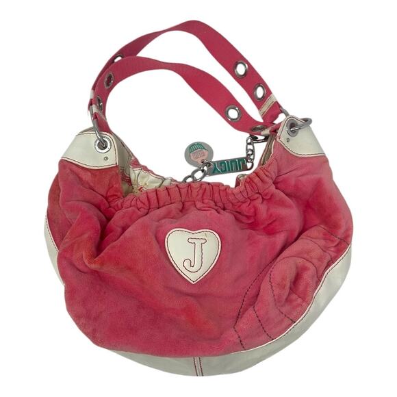 Juicy Couture Pink Suede Shoulder Bag with Charm – Vintage Y2K Logo Purse - Picture 4 of 13